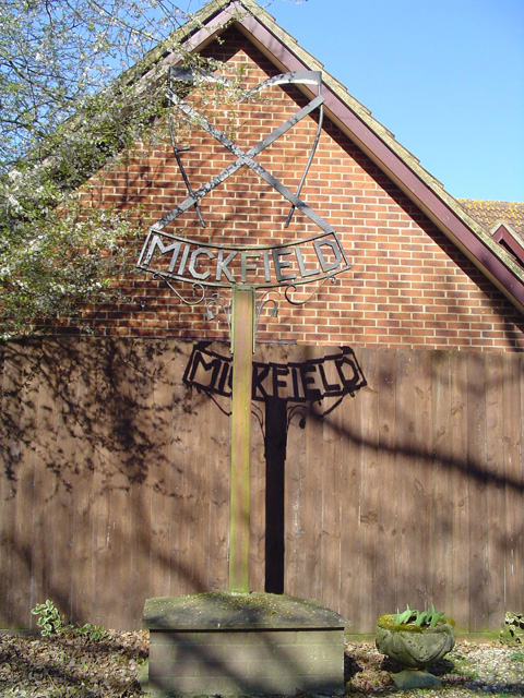 Mickfield, Current Village Sign The current incarnation of the Mickfield Village sign