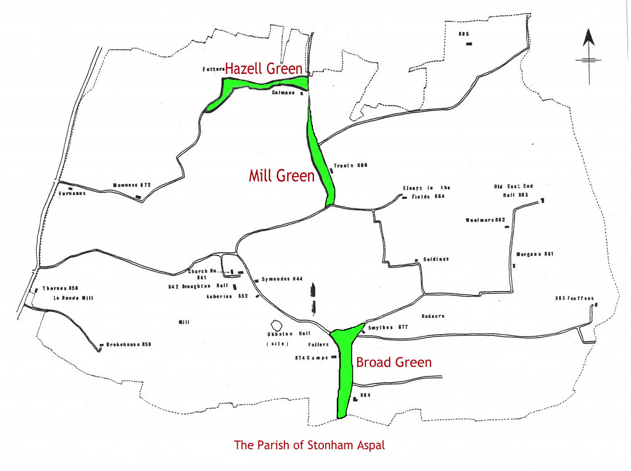 Map of the Parish of Stonham Aspal. This Map is an attempt at a reconstruction of the Village as it must haber been in the middle of the Sixteenth Century